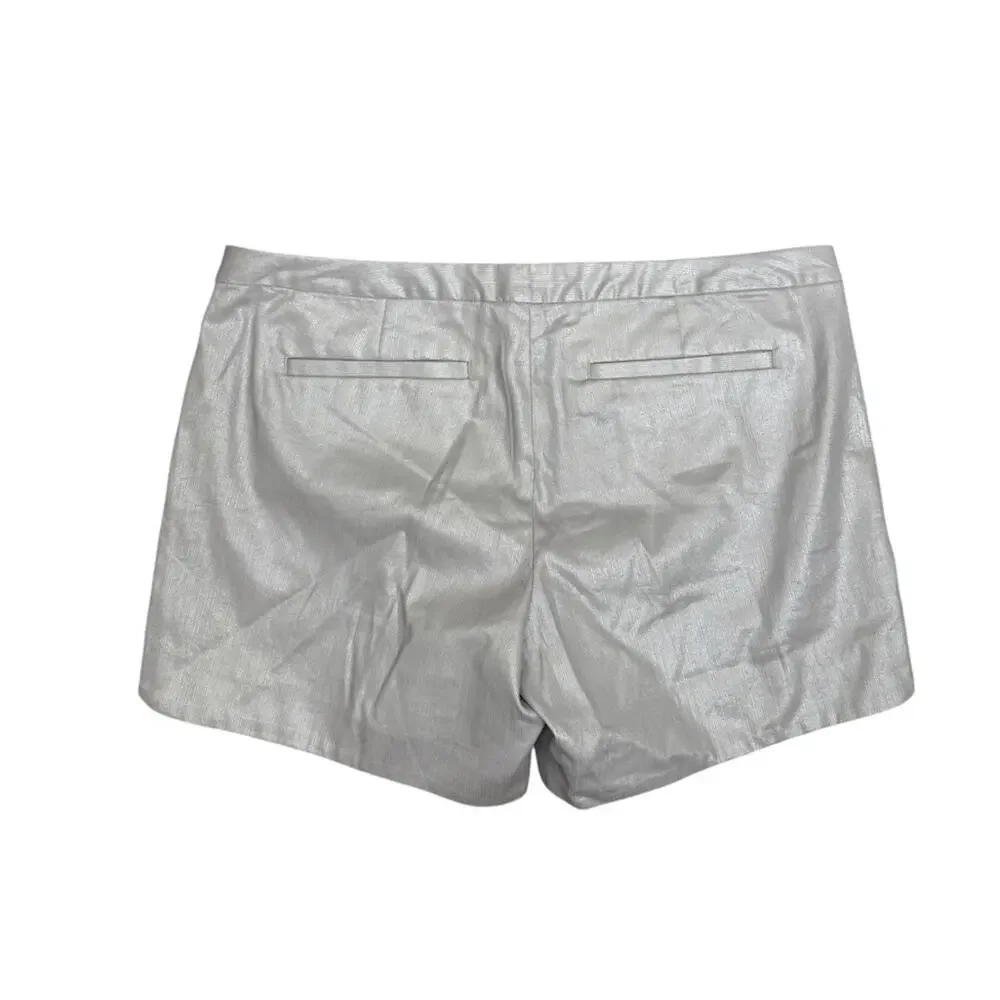 Lilly Pulitzer Kasia Silver Metallic Scalloped Shorts Size 6 NWT Cotton - Picture 3 of 5
